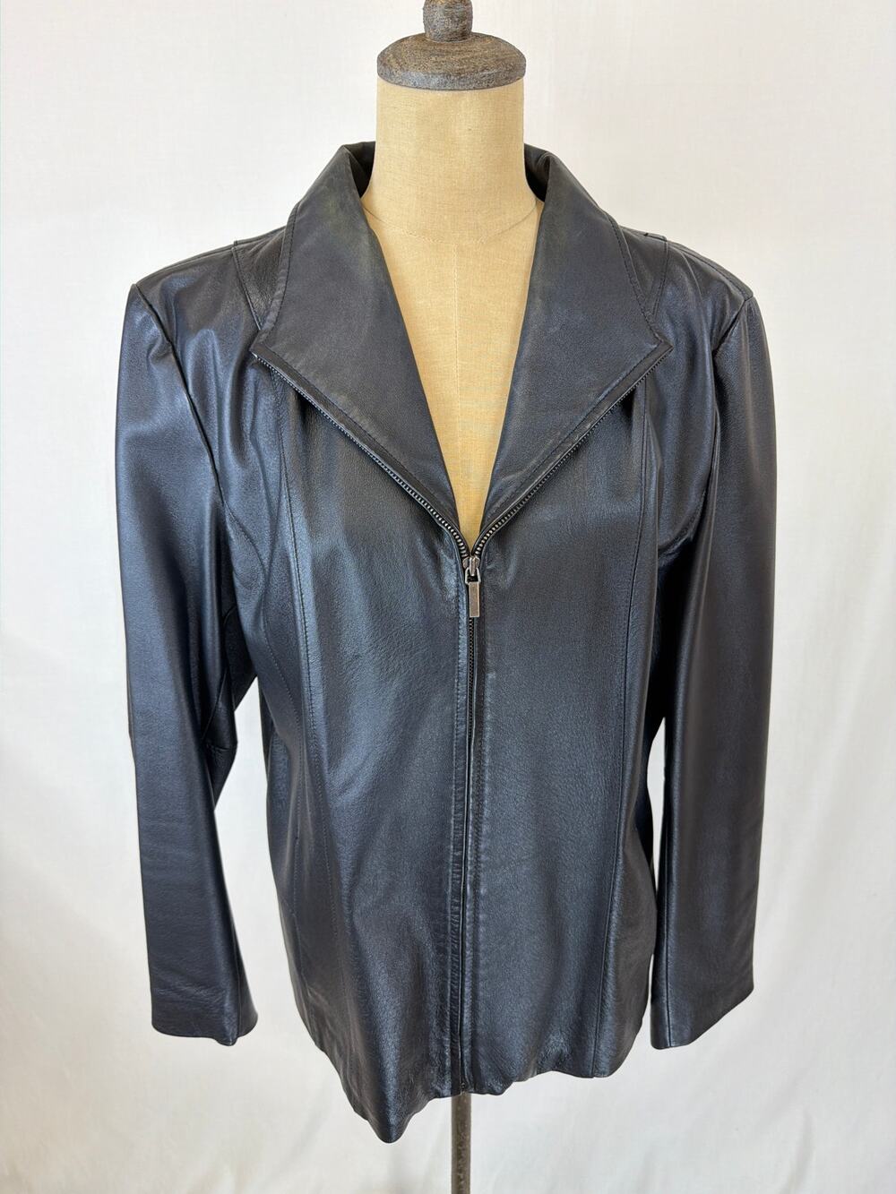 Vintage Y2K East 5th Black Leather Jacket Larg #0573